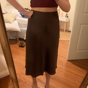 Abercrombie Brown Satin Midi Skirt